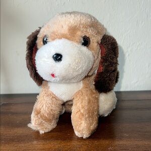 Vintage Plush Puppy Dog Sitting Tongue Out Brown Tan 5"